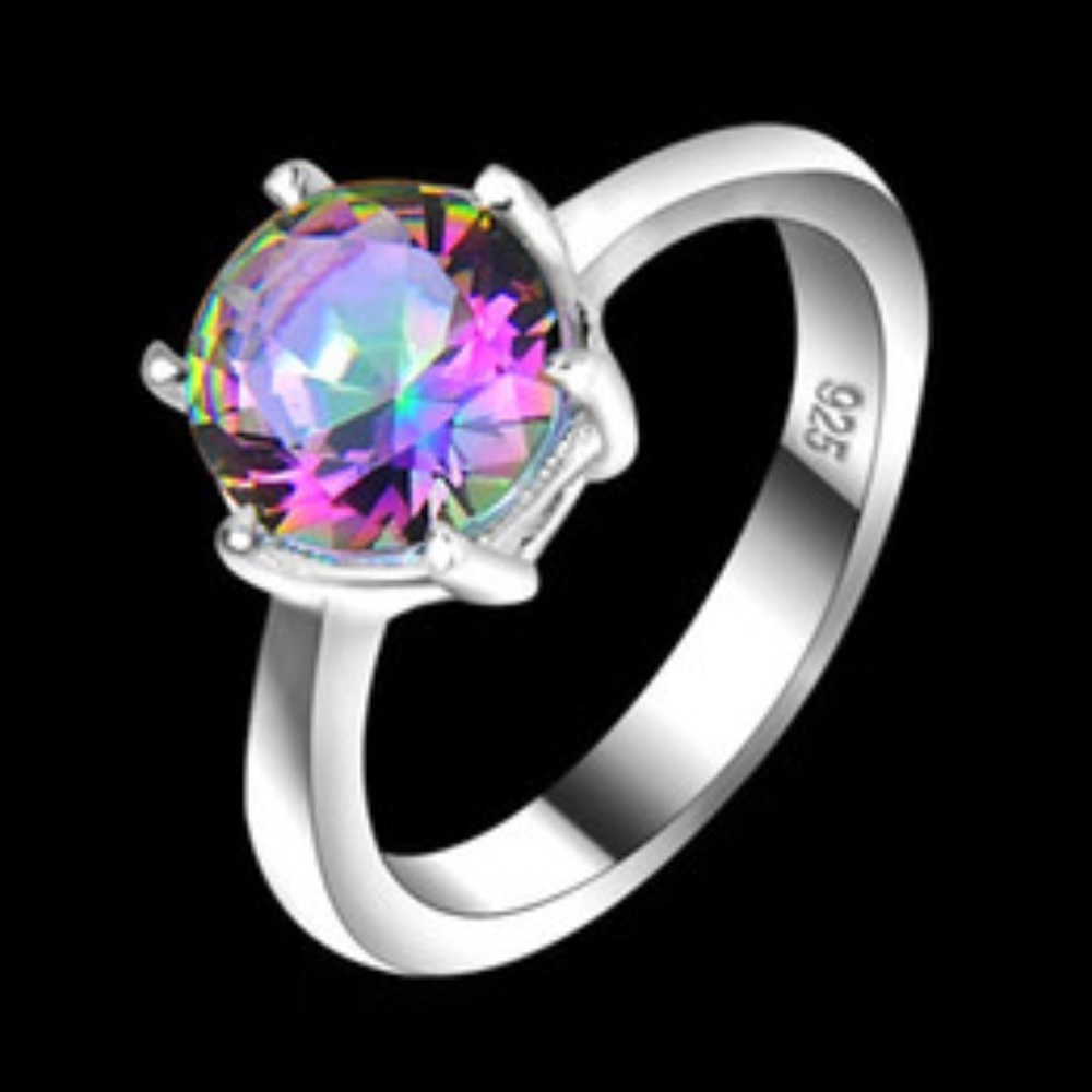 STAMPED .925 STERLING SILVER MYSTIC TOPAZ RING SIZ